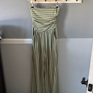 Olive green strapless jumpsuit #574